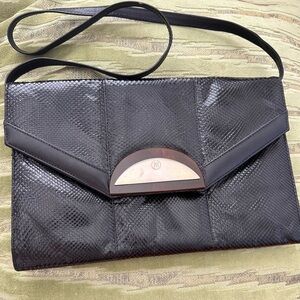 Arnoldos Argentina Vintage Genuine Black Snakeskin Shoulder Bag Or Clutch
